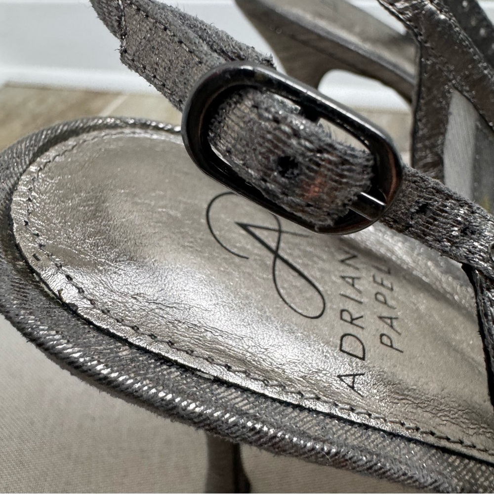 Adrianna Papell Fiji Dress Shoes Silver Crystal Mesh Sz 7.5 Heels Formal - Picture 7 of 14